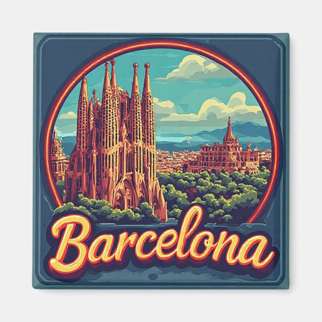 Aimant 🧲 Séjour à Barcelone Mémoire Espagne 🌴 (Devant)