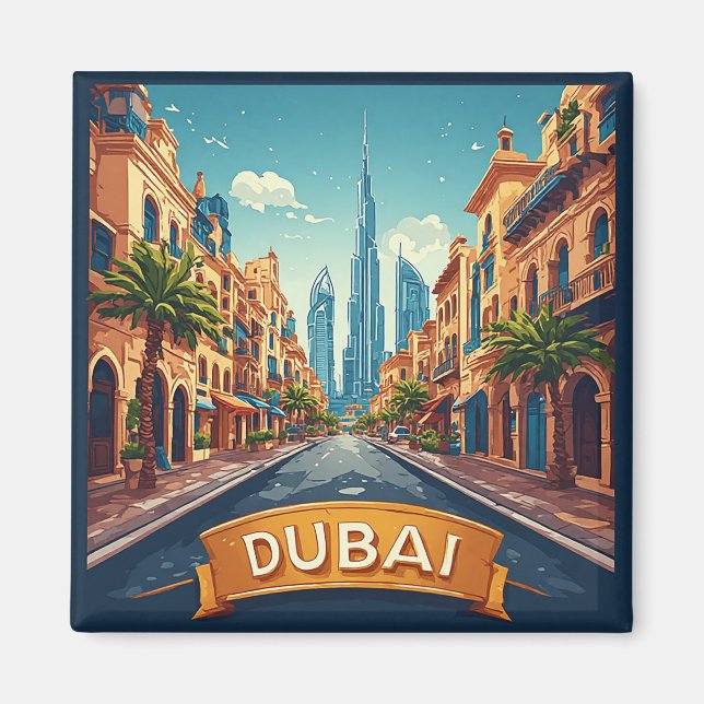 Aimant 🧲 Séjour à Dubaï Cadeau Souvenir 🌇 (Devant)