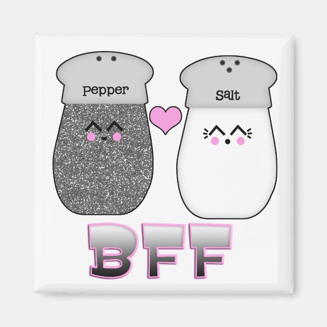 Aimant Sel et Poivre BFF mignons (Devant)