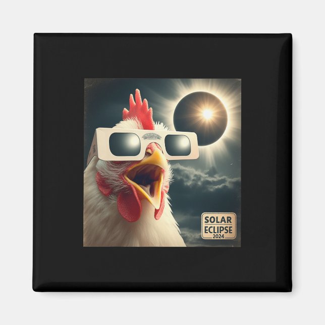 Aimant Selfie Poulet Enfants Mens Éclipse Solaire (Devant)