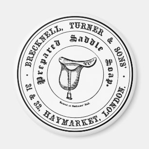 Aimant Selle vintage Ferme de savon Noir & Blanc