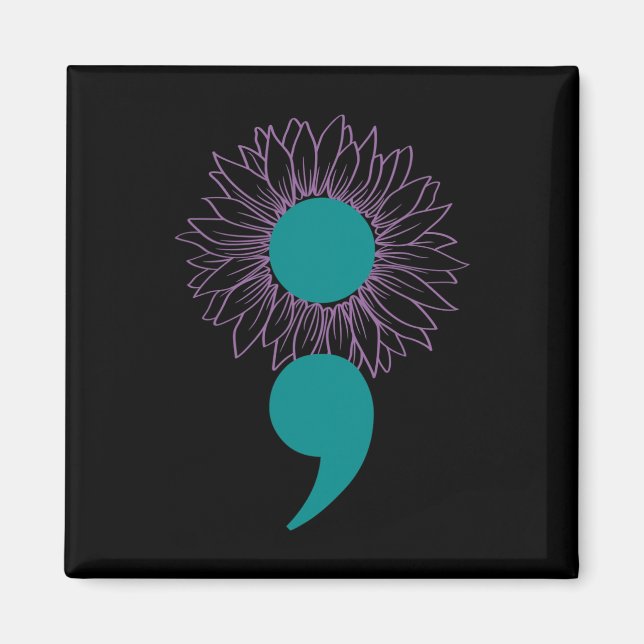 Aimant Semicolon de tournesol Sensibilisation au suicide  (Devant)