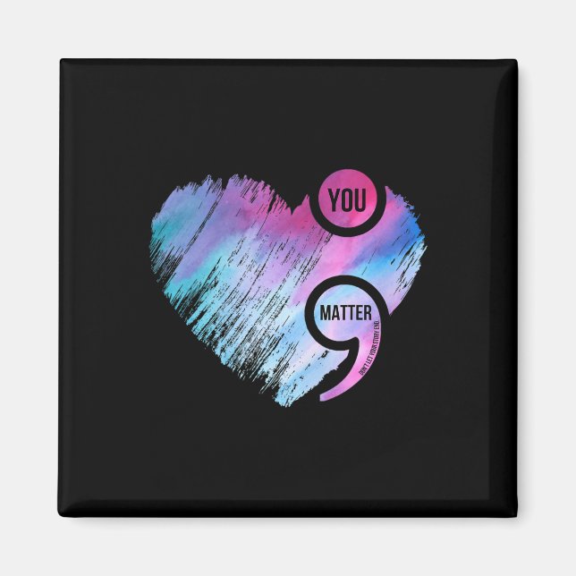 Aimant Semicolon du coeur Projet de prévention du suicide (Devant)