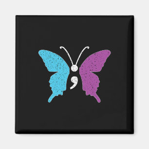Aimant Semicolon Papillon Pourpre Et Suicide Turquoise Pr