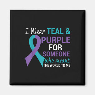 Aimant Semicolon Turquoise & Purple Ribbon Suicide