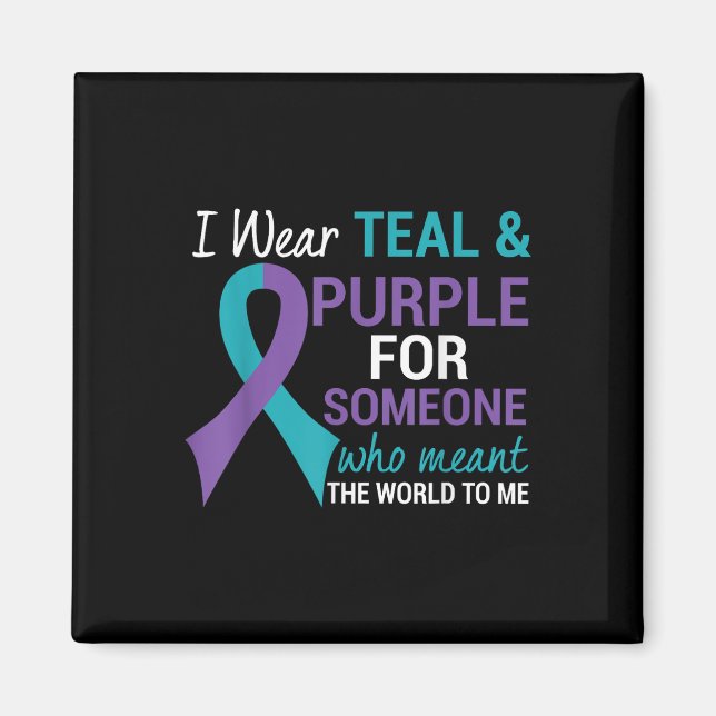 Aimant Semicolon Turquoise &amp; Purple Ribbon Suicide (Devant)