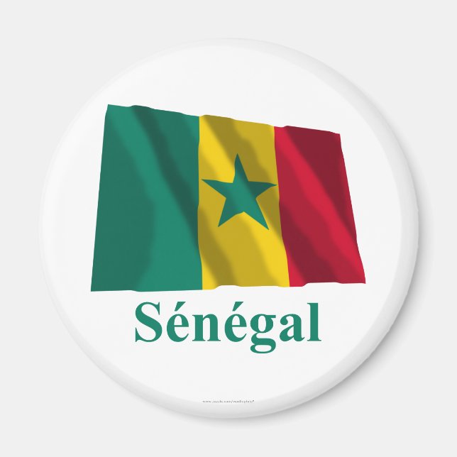 Aimant Sénégal Drapeau avec nom en français (Devant)