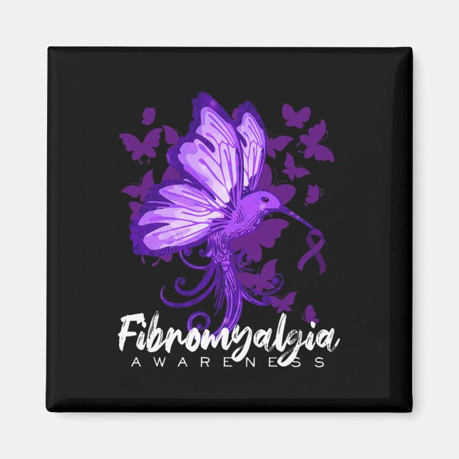 Aimant Sensibilisation à la fibromyalgie Colibri tenant p (Devant)