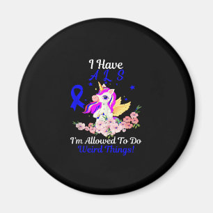 Aimant Sensibilisation à la SLA Funny Unicorn Citation de