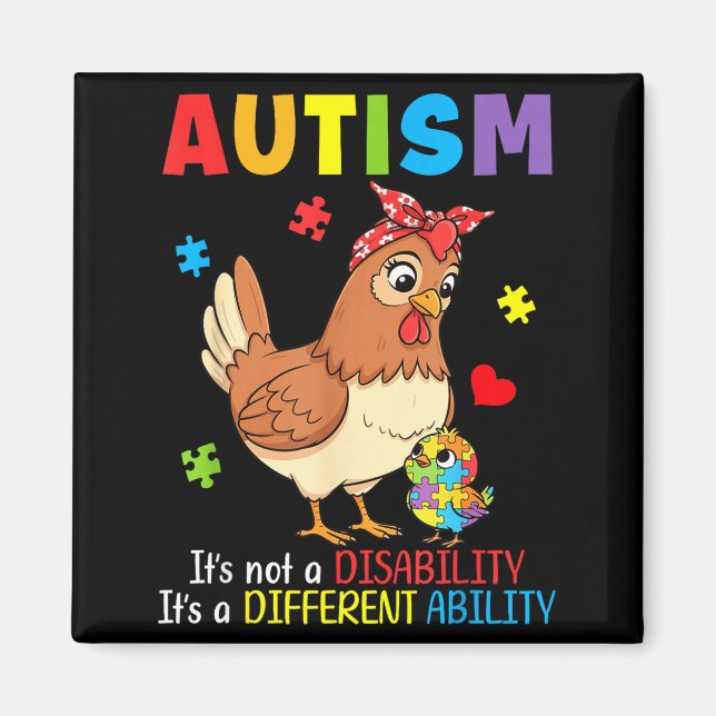 Aimant Sensibilisation à l'autisme Mère Poulet Capacité d (Devant)