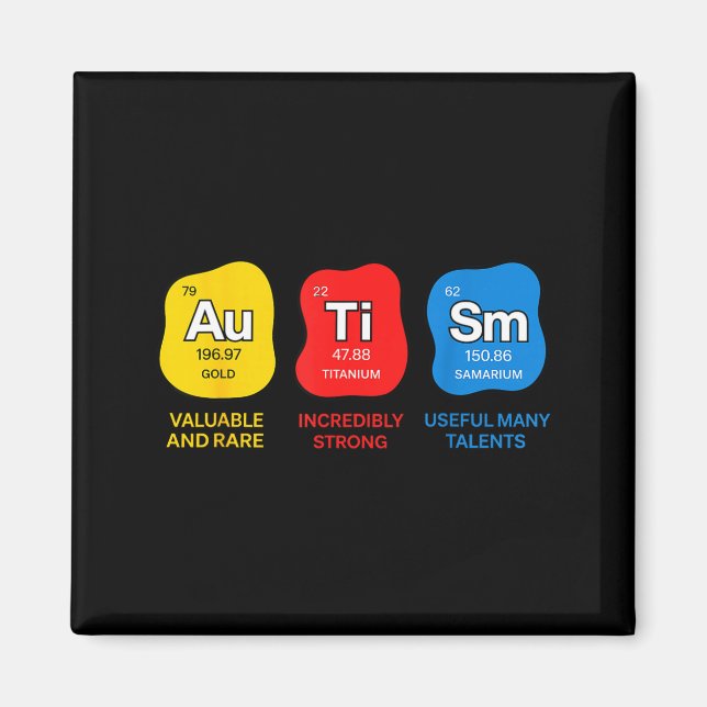 Aimant Sensibilisation à l'autisme science tableau périod (Devant)