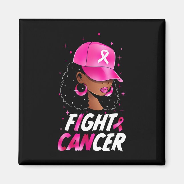 Aimant Sensibilisation au cancer Black Women Warrior Rose (Devant)