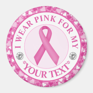 Aimant Sensibilisation au cancer du sein Je porte du rose