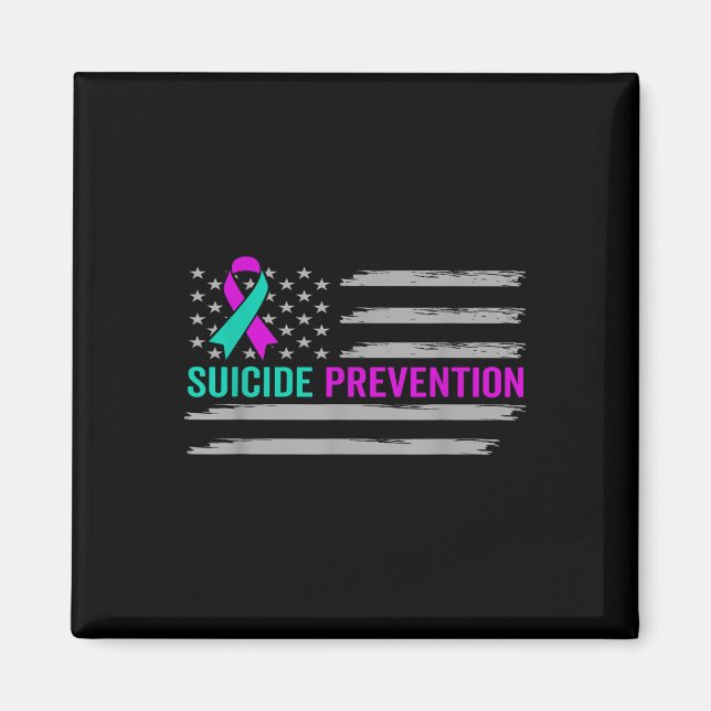 Aimant Sensibilisation au suicide États-Unis drapeau amér (Devant)