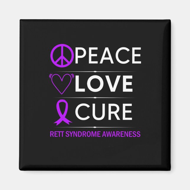Aimant Sensibilisation au syndrome Peace Love Cure Purple (Devant)