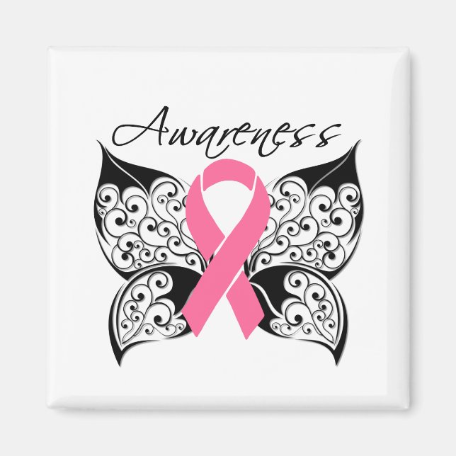 Aimant Sensibilisation aux papillons de tatouage - Cancer (Devant)