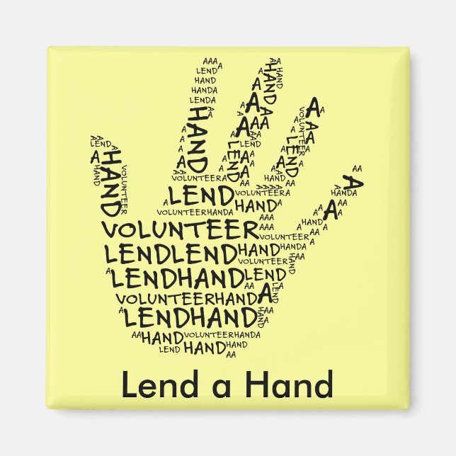 Aimant Sensibilisation des bénévoles : Prêter une main ai (Devant)