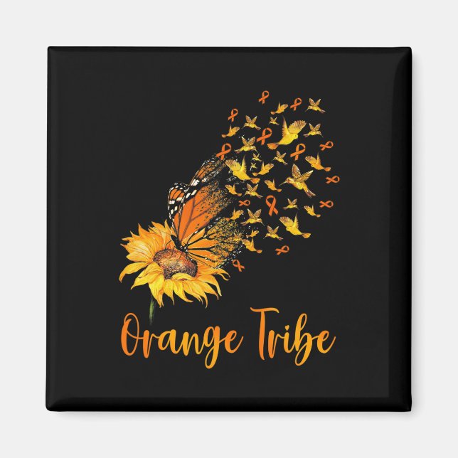 Aimant Sensibilisation Papillon de tournesol Orange Ribbo (Devant)