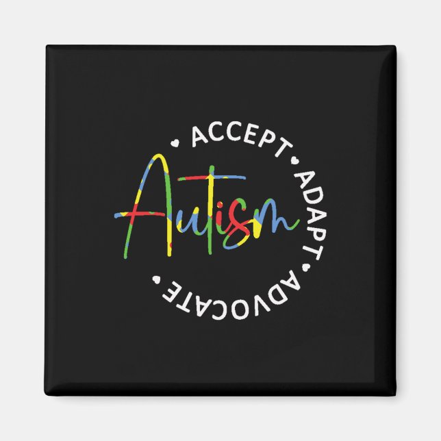 Aimant Sensibilisation sur l'autisme Accepter Adapt Advoc (Devant)