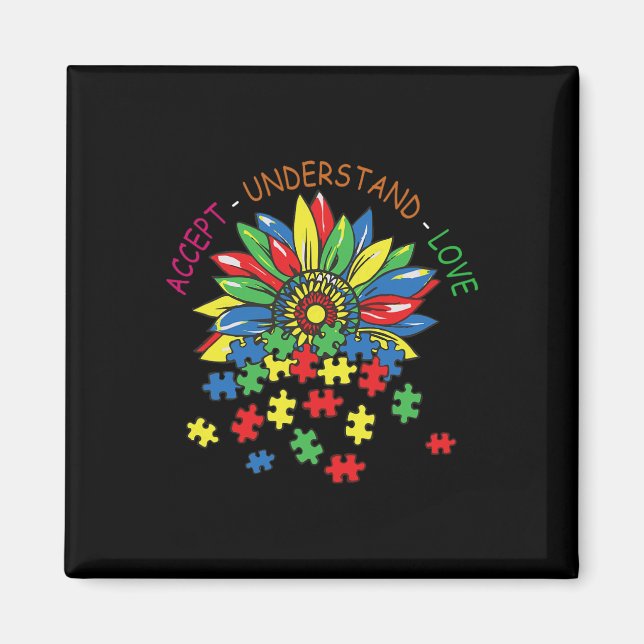 Aimant Sensibilisation sur l'autisme Accepter Comprendre  (Devant)