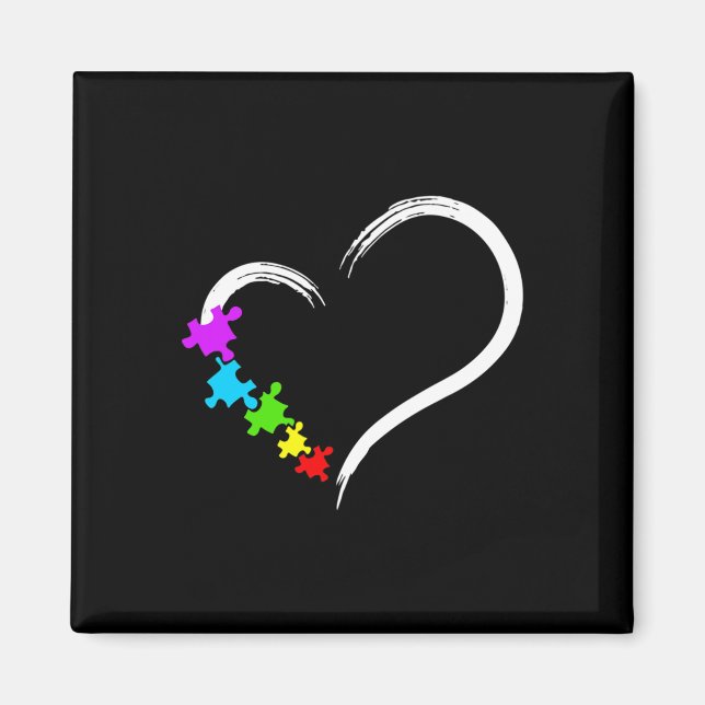 Aimant Sensibilisation sur l'autisme de coeur Puzzle d'am (Devant)