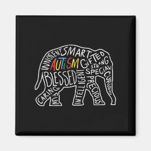 Aimant Sensibilisation sur l'autisme Eléphant Mots Amoure