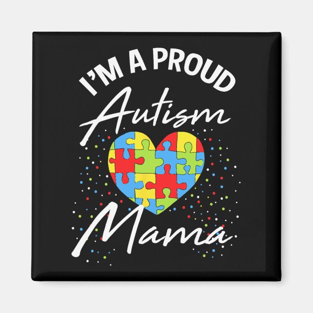 Aimant Sensibilisation sur l'autisme Fier Maman Puzzle Co (Devant)