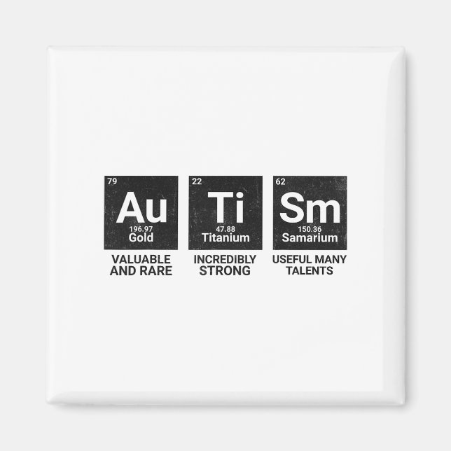Aimant Sensibilisation sur l'autisme Tableau Périodique A (Devant)