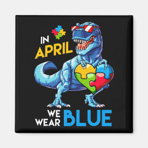 Aimant Sensibilisation sur l'autisme Trex Dino Dinosaur D