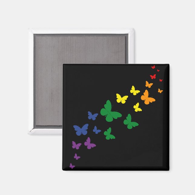 Aimant Sentier arc-en-ciel papillon LGBTQ (Recto/Verso)