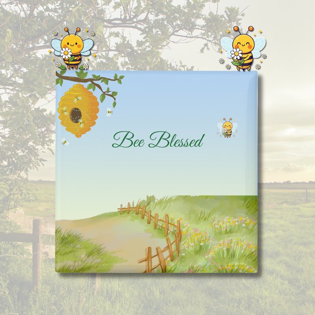 Aimant Sentier Rural Bénie des Abeilles (Bee Blessed Country Path Nature Scene with Buzzing Bees)