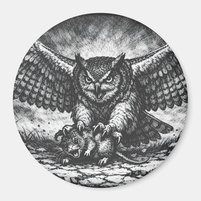 Aimant Sentinelle Hibou ailé par BurnsInHell (Devant)