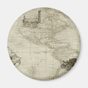 Aimant Sepia Old Antique Vintage États-Unis Carte Voyage