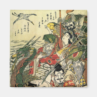 Aimant Sept dieux de bonne fortune Hokusai Fine Art