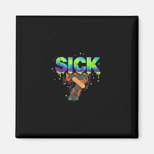 Aimant Sept Sick Meme Graffiti Drôle de Jeu de Mots Dégou (Devant)