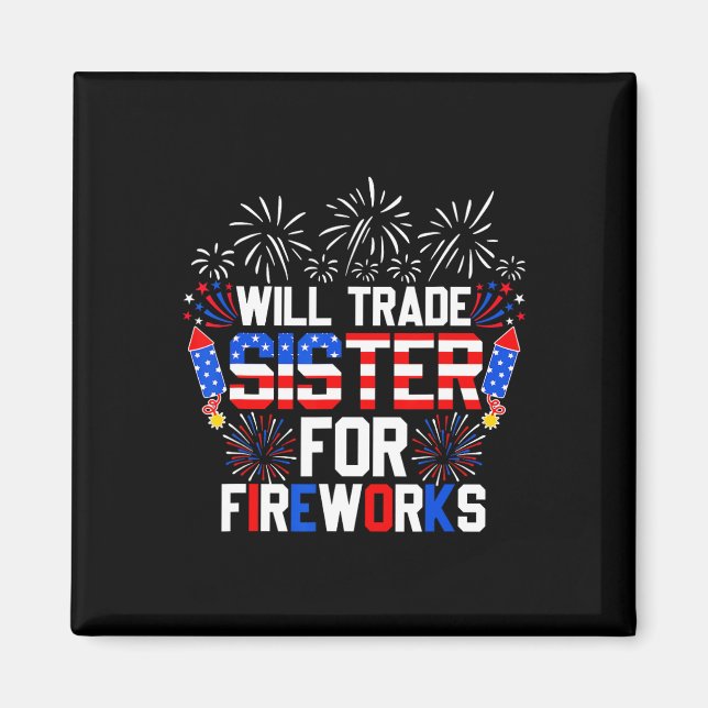 Aimant Sera La Soeur Pour Fireworks Drôle 4 juillet (Devant)