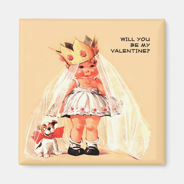 Aimant Seras-tu ma Saint-Valentin ? Art vintage (Devant)