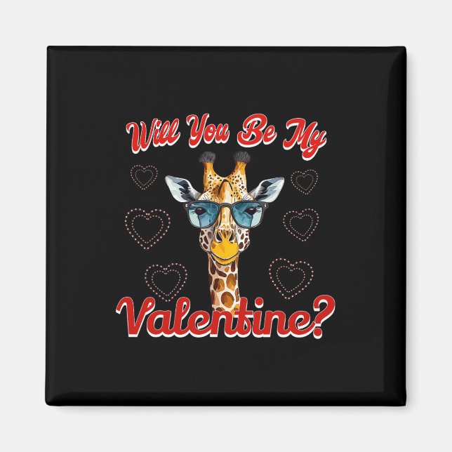 Aimant Seras-Tu Ma Saint-Valentin Drôle De Girafe La Sain (Devant)