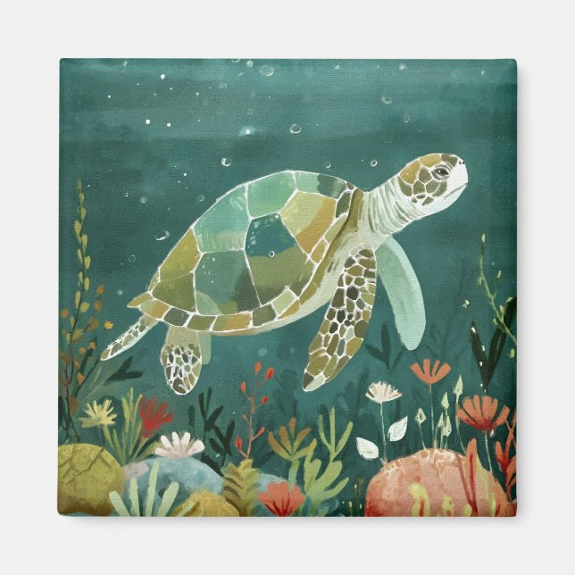 Aimant Serene Sea Turtle : Oasis sous-marine (Devant)