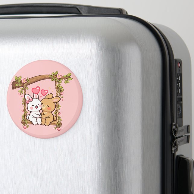 Aimant Série Bunny Love — Art de lapin romantique mignon (In Situ (Bagages))