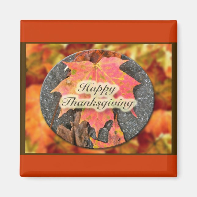 Aimant Série Feuille d'érable d'automne bon thanksgiving (Devant)