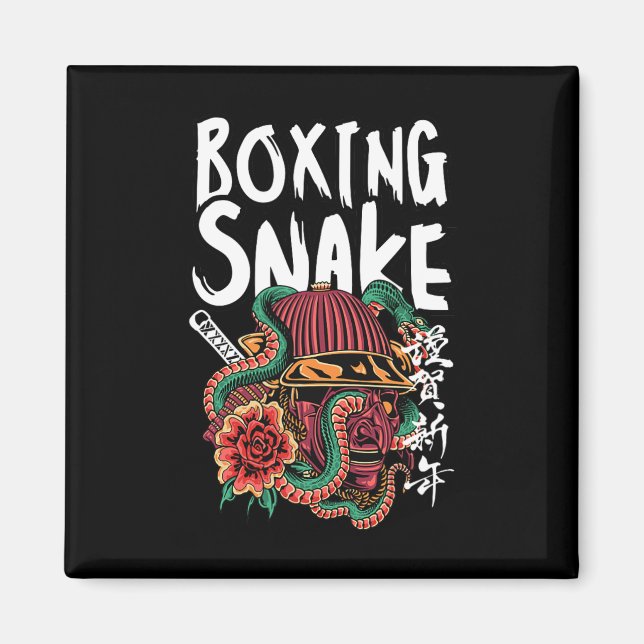 Aimant Serpent de boxe Japonais Samurai Guerrier Cobra Co (Devant)