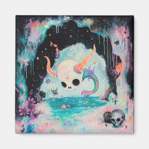 Aimant Serpent de mer à crâne Magique Witchy AI Art