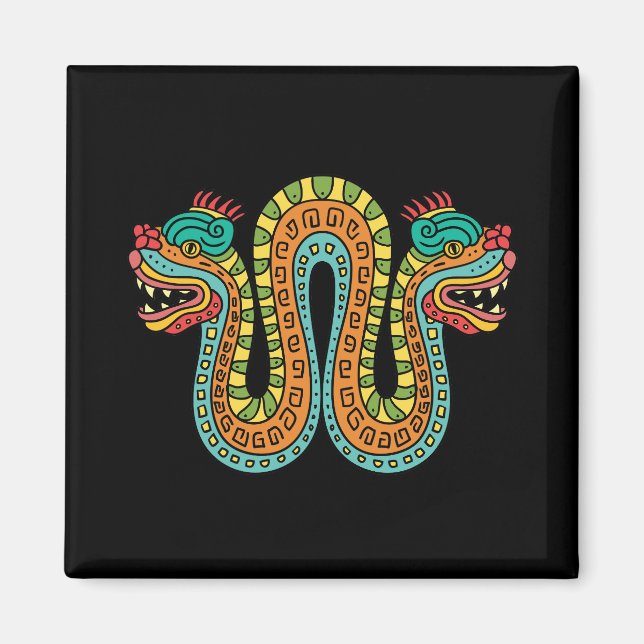 Aimant Serpent Double Tête Aztèque Mexique Art (Devant)