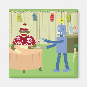 Aimant Serveur de robot de singe de chaussette