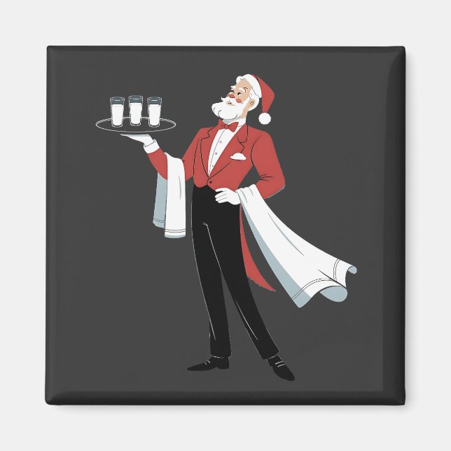 Aimant Serveuse de Noël Santa Serveuse Noël  (Devant)