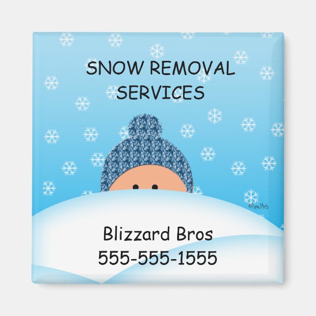 Aimant Service d'enlèvement de neige de rappel profession (Devant)