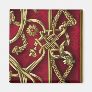 Aimant Serviette en papier médiévale rouge et or