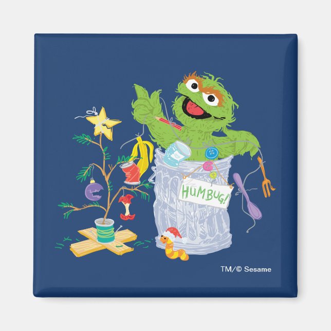 Aimant Sesame Street | Oscar - Sapin de Noël (Devant)