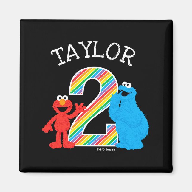 Aimant Sesame Street Pals Chalkboard Rainbow 2nd Birthday (Devant)